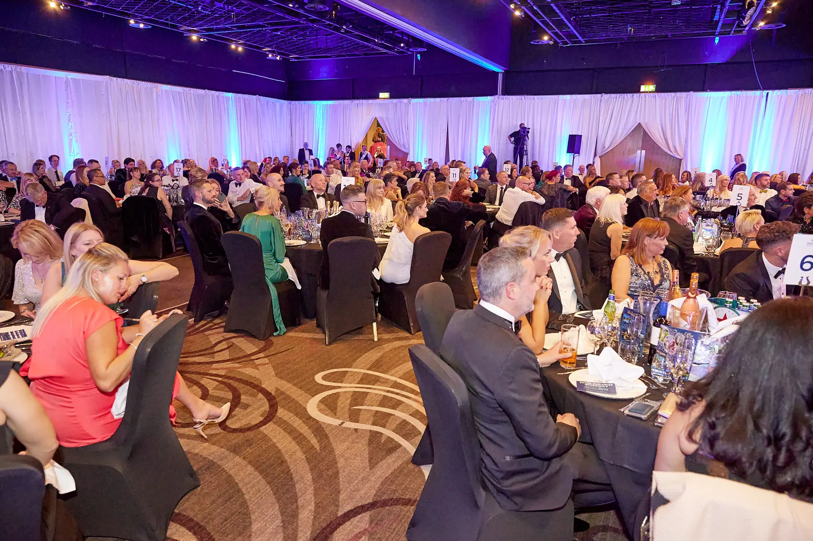 Ballroom filled with guests at a black-tie charity ball at the Hilton Newcastle Gateshead