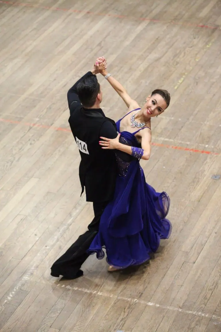 Ballroom couple photographed at a dance competition