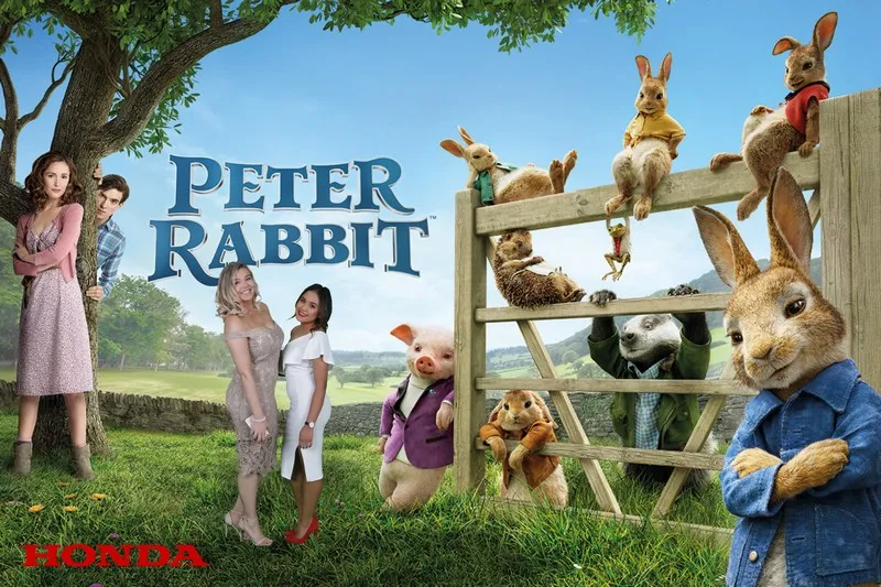 Honda-branded Peter Rabbit green screen composite from a premiere event in Newcastle